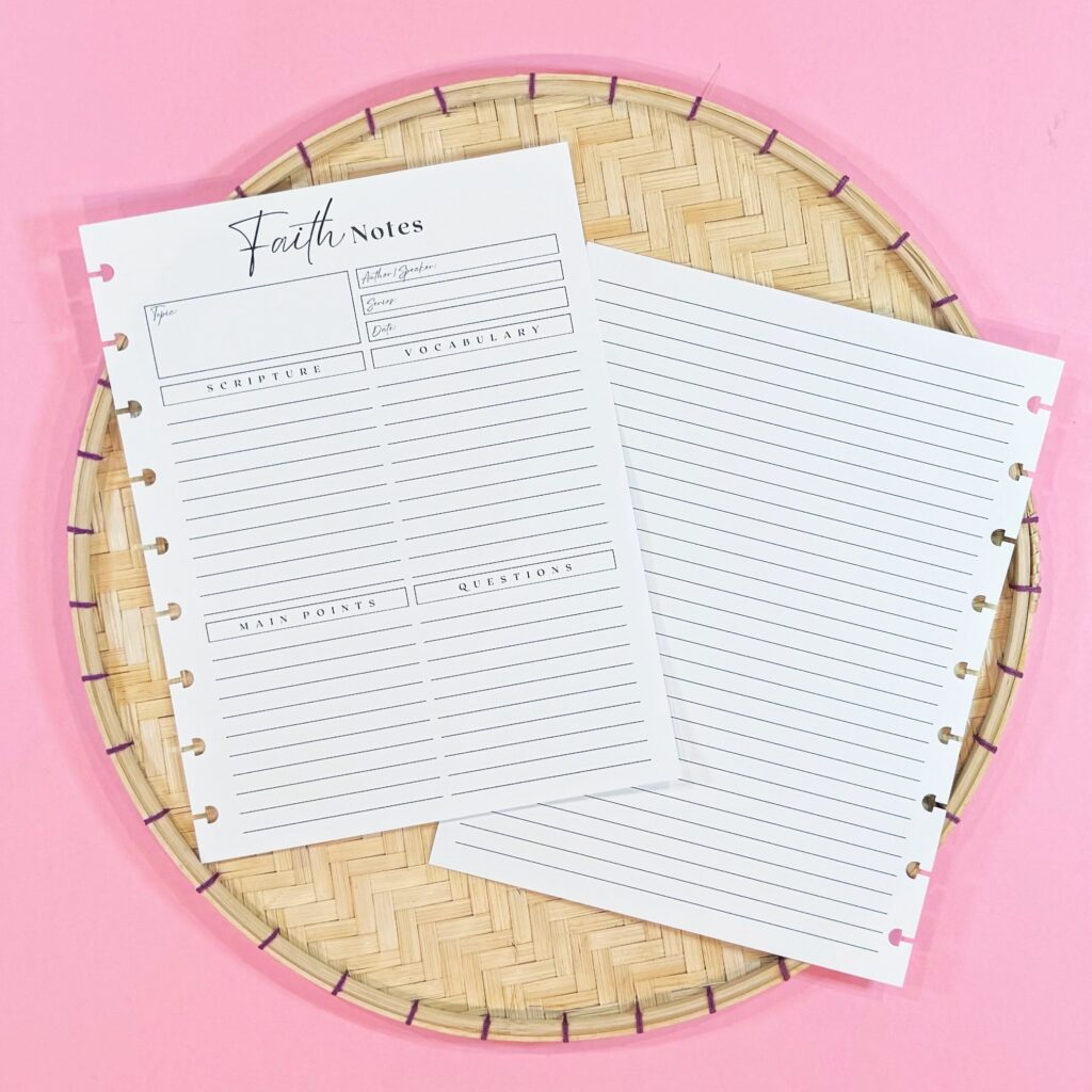 Faith Notes Planner Insert